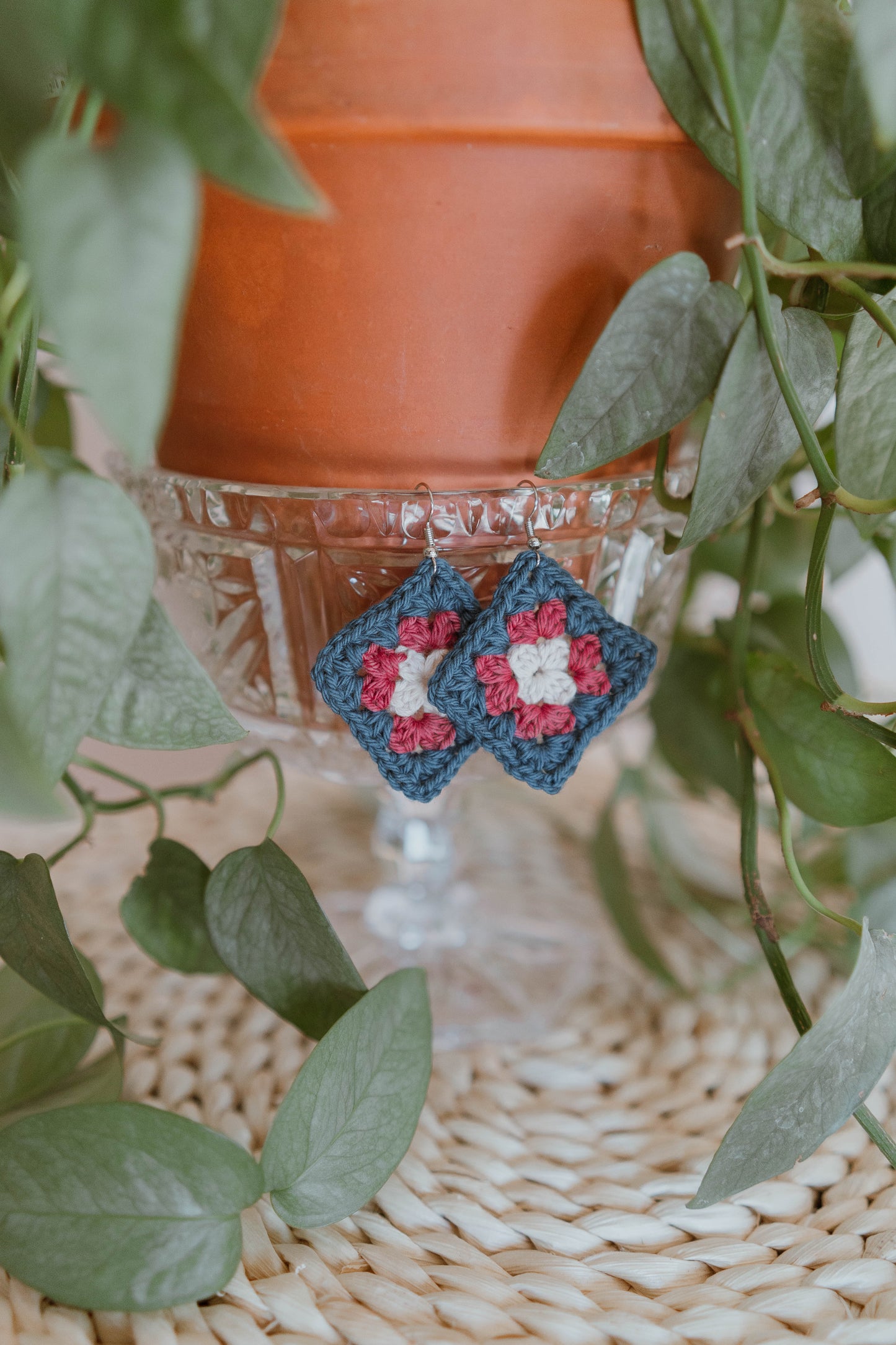 Patriotic Granny Square Earrings